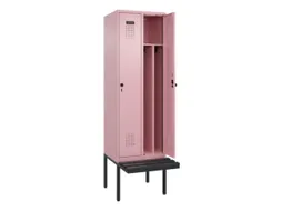 locker met bank,voor scheiding van kleding,HxBxD 2120x600x815mm,2vak