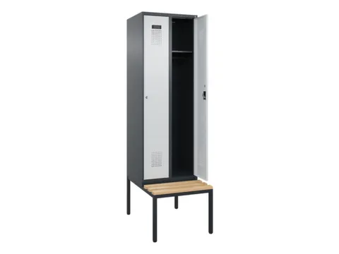locker met bank,HxBxD 2120x600x815mm,2vak,vak B 300mm,cilinderslot