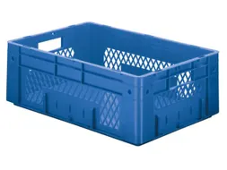 Euronorm Stapelkrat 210x600x400mm 38l Opengewerkt/Bodem Gesl. Blauw