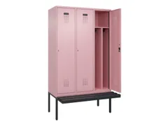 locker met bank,voor scheiding van kleding,HxBxD 2120x1200x815mm,3vak