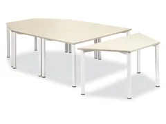 Tafel Ronde Buis Blad Halfrond Hxbxd 72x160x80cm Esdoorn 4voeten Alu