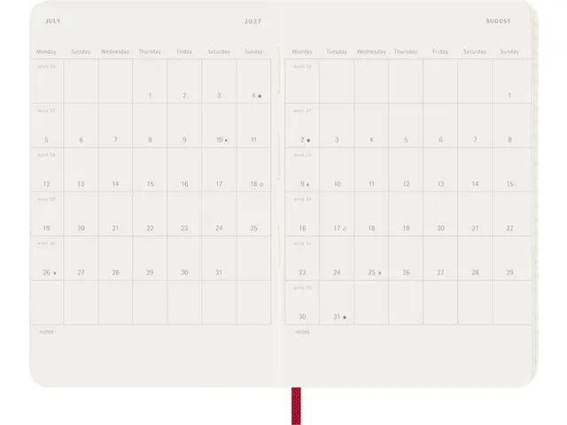 Agenda 2027 Moleskine 12M Planner Weekly 7dag/1pagina sc scarlet red