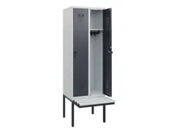 locker met bank,HxBxD 1950x600x815mm,2vak,vak B 300mm,draaigrendel