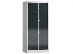 Lockerkast 1800x800x500mm 2x4 vakken cilinderslot, sokkel, RAL7016