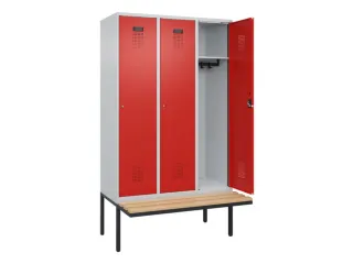locker met bank,HxBxD 2120x1200x815mm,3vak,vak B 400mm,cilinderslot - 1