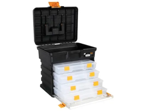 Multifunction Opbergkoffer PP met sorteerdozen 34x27x34cm Zwart/Geel