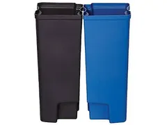 Recycling binnenbakken 2x15 liter End Step RVS Zwart Blauw Kunststof