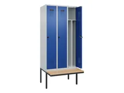 locker met bank,voor scheiding van kleding,HxBxD 2120x900x815mm,3vak