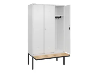 locker met bank,HxBxD 2120x1200x815mm,3vak,vak B 400mm,cil.-slot - 2