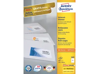 Etiket Avery Zweckform 3483 105x148mm A6 wit 400stuks - 6