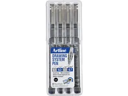 Fineliner Artline technisch etui met 0.1-0.3-0.5-0.7mm zwart
