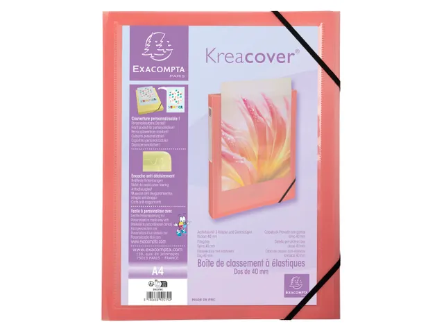 Boite de classement polypropylène Kreacover Pastel dos 40mm - A4 - Co