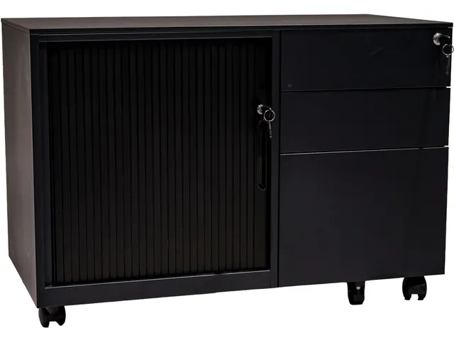 Verrijdbaar ladeblok Rechts met schuifdeurkast Zwart