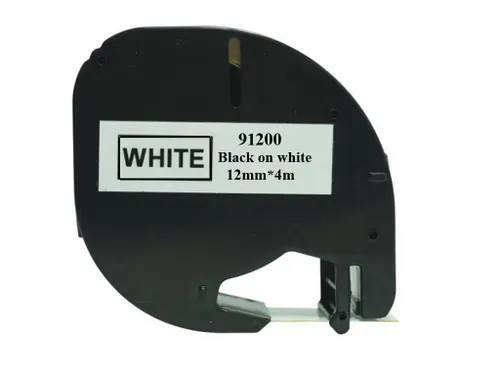 Labeltape Dymo Compatible Letratag 91200 12mm Zwart Op Wit