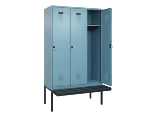 locker met bank,HxBxD 2120x1200x815mm,3vak,vak B 400mm,draaigrendel - 1