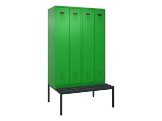 locker met bank,voor scheiding van kleding,HxBxD 2120x1200x815mm,4vak - 2