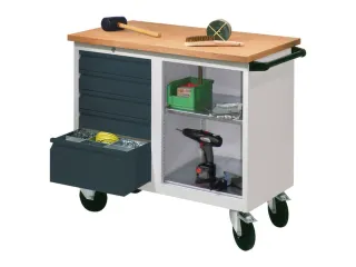 Werkplaatswagen 5 Laden 400kg Staalplaat Ral7035 Front Ral7016 - 2