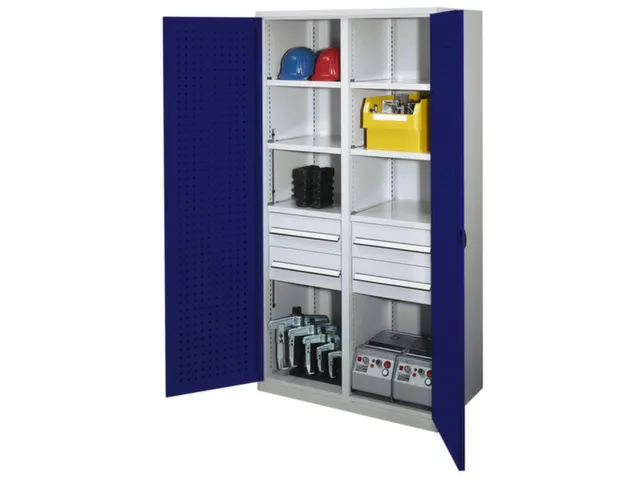 Materiaalkast Scheidingswand 1950x1000x600mm 6legborden 4laden Ral5010