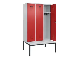 locker met bank,HxBxD 2120x1200x815mm,3vak,vak B 400mm,cilinderslot - 1