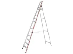 trapladder,eenzijdig,12treden,stand H 2,78m,balk L 3,7m,aluminium