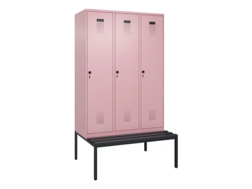 locker met bank,HxBxD 2120x1200x815mm,3vak,vak B 400mm,draaigrendel