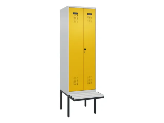 locker met bank,voor scheiding van kleding,HxBxD 2120x600x815mm,2vak