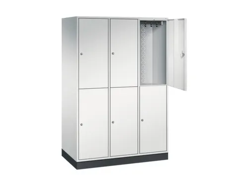 Dubbeldekse garderobekast,RAL 7035,HxBxD 1950x1220x600mm,3x2vak.