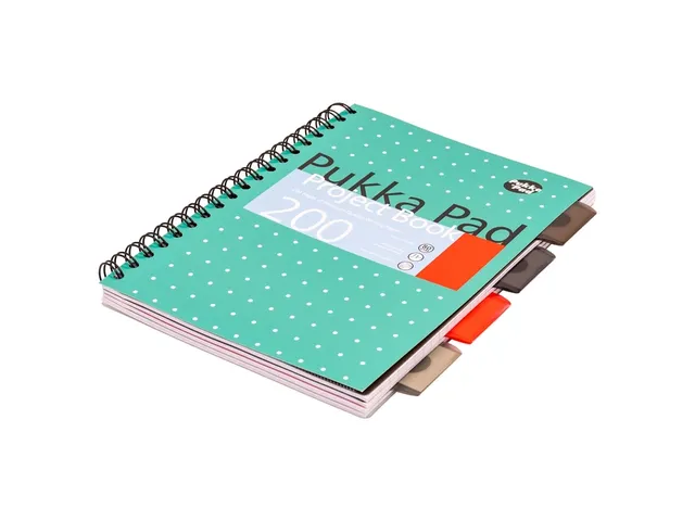 Projectboek Pukka Metallic B5 lijn 4-tabs 200 pagina's 80 gram groen