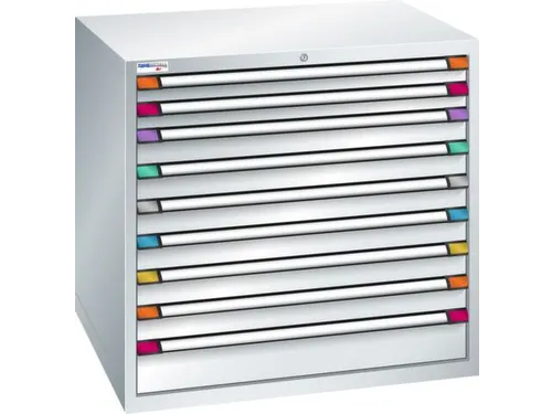 ladekast,HxBxD 1000x1005x695mm,9lade(n),RAL7035,front RAL7035