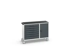 montagetafel,HxBxD 965x1300x550mm,staalblad,uitrusting: 7laden,kast