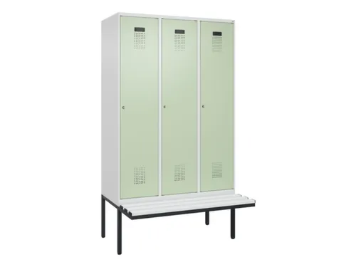 locker met bank,HxBxD 2120x1200x815mm,3vak,vak B 400mm,cilinderslot