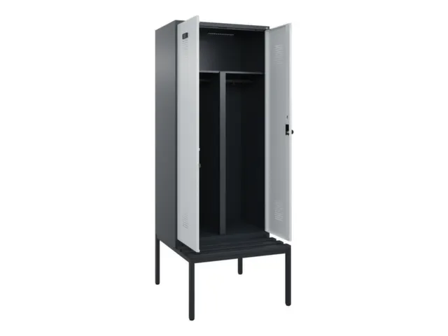 PBM-locker met bank,HxBxD 2120x800x815mm,2vak,vak B 400mm,draaigrendel