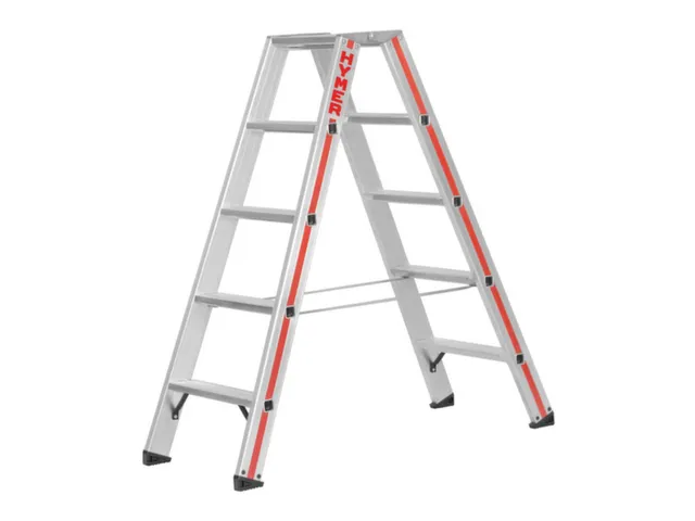 escabeau industriel,double face,2x5marches,Hauteur 0,69m,lisse L 1,3m
