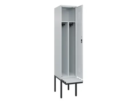 locker met bank,voor scheiding van kleding,HxBxD 2120x400x815mm,1vak
