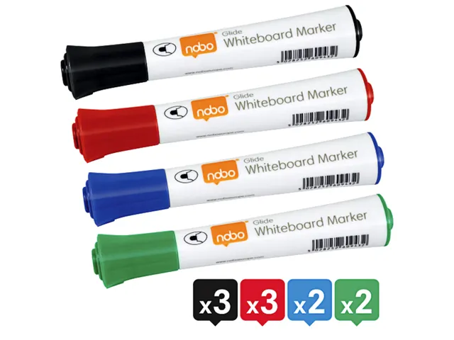 Whiteboardmarker Nobo Glide rond assorti 2mm 10st