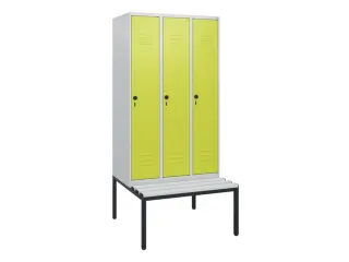 locker met bank,HxBxD 1950x900x815mm,3vak,vak B 300mm,draaigrendel - 1