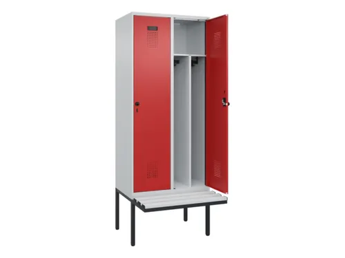 locker met bank,voor scheiding van kleding,HxBxD 2120x800x815mm,2vak