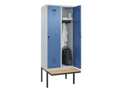 locker met bank,HxBxD 2120x800x815mm,2vak,vak B 400mm,draaigrendel