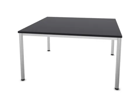 Vergadertafel Hxbxd 74x140x140cm 4-poots Ronde Buis Aluzilver Cc-zwart