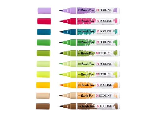 Brushpen Talens Ecoline set botanisch blister à 10 stuks assorti