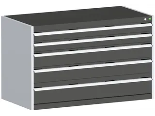 ladekast HxBxD 800x1300x650mm 5laden romp RAL7035 front RAL7016 - 1