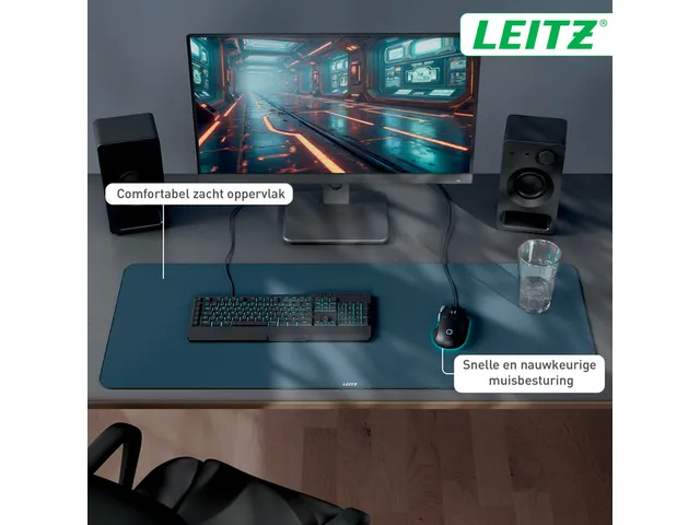 Bureau-onderlegger Leitz 100x40cm oprolbaar donkergrijs