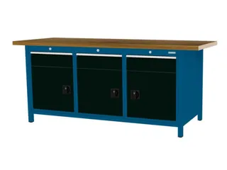 werkbank,HxBxD 860x2000x750mm,onderstel RAL5010,fronten RAL9005 - 3