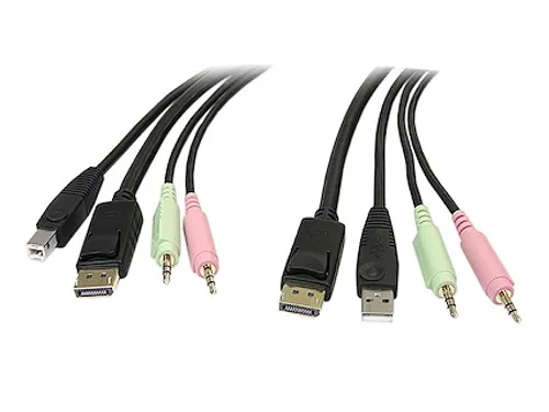 1,80m 4-in-1 USB DisplayPort KVM-switch Kabel met Audio en Microfoon