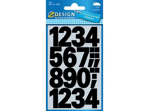 Avery Cijferetiket Z-Design Home Zwart 2 Vel Watervast