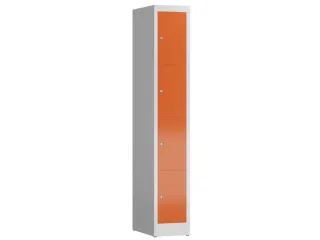 Lockerkast 1800x310x500mm 1x4 vakken cilinderslot, sokkel, RAL3000 - 1