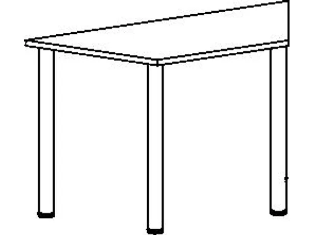 vergadertafel HxBxD 72x80x52cm trapezium Esdoorn 4voeten Alu