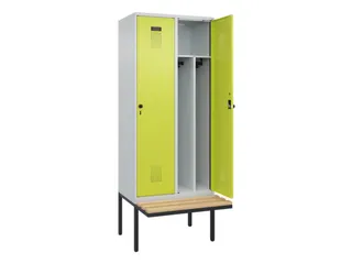 locker met bank,voor scheiding van kleding,HxBxD 2120x800x815mm,2vak - 1