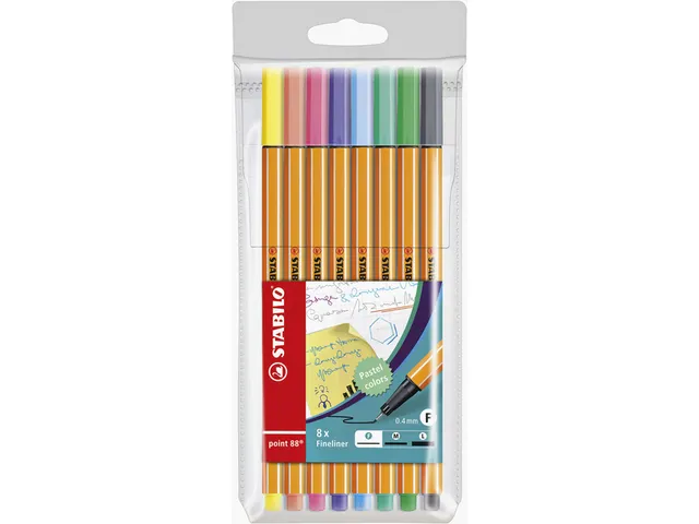 Fineliner STABILO point 88/8 Fin pastel assorti étui 8 pièces