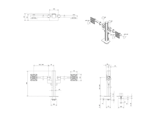 Viewgo modular monitorarm bureau 220 wit